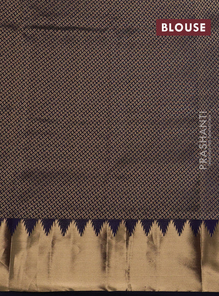 Navy Blue Pure Kanchipuram Silk - Buttas