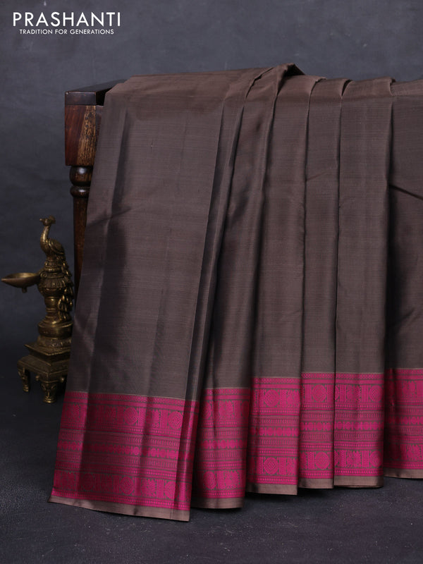 Brown Pure Kanchipuram Silk - Buttas