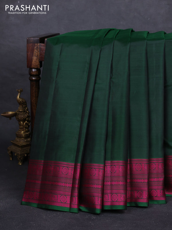 Bottle Green Pure Kanchipuram Silk - Buttas