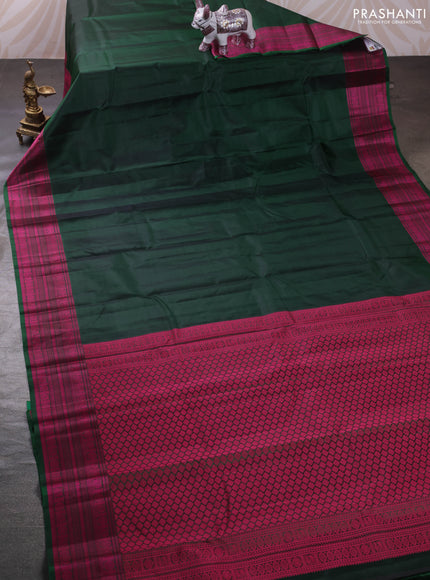 Bottle Green Pure Kanchipuram Silk - Buttas