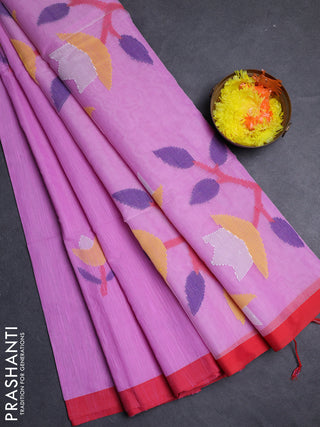 Pink & Red Jamdani Silk Cotton Saree