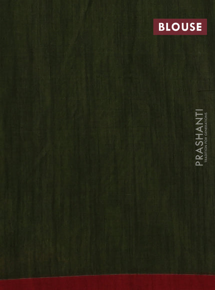 Sap Green & Maroon Jamdani Silk Cotton Saree