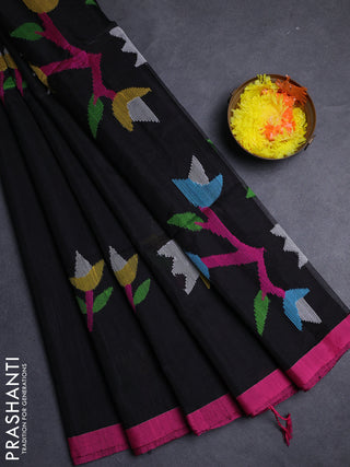 Black & Pink Jamdani Silk Cotton Saree