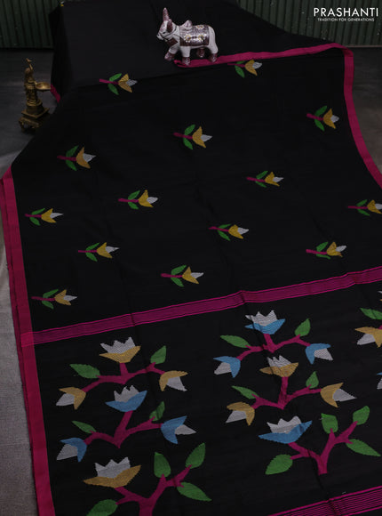 Black & Pink Jamdani Silk Cotton Saree