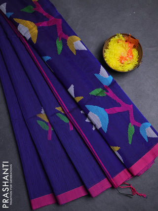 Blue & Pink Jamdani Silk Cotton Saree