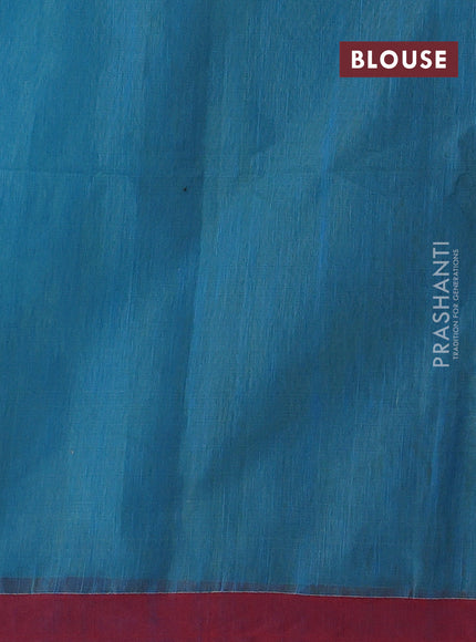 Cs Blue & Red Jamdani Silk Cotton Saree