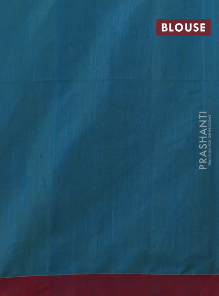 Cs Blue & Red Jamdani Silk Cotton Saree