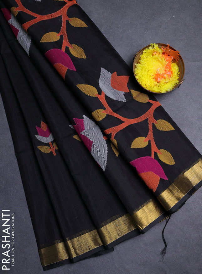 Black Jamdani Silk Cotton Saree