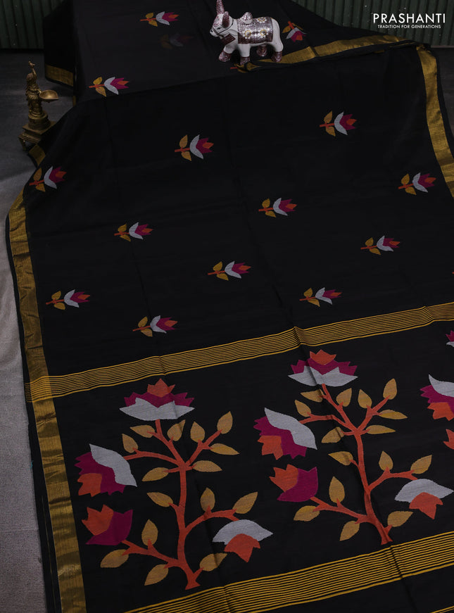 Black Jamdani Silk Cotton Saree