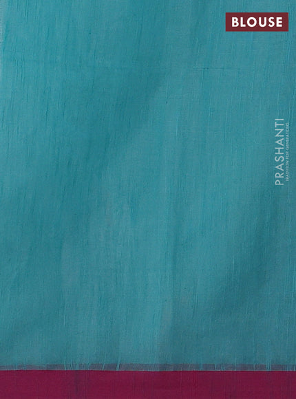 Teal Green & Pink Jamdani Silk Cotton Saree