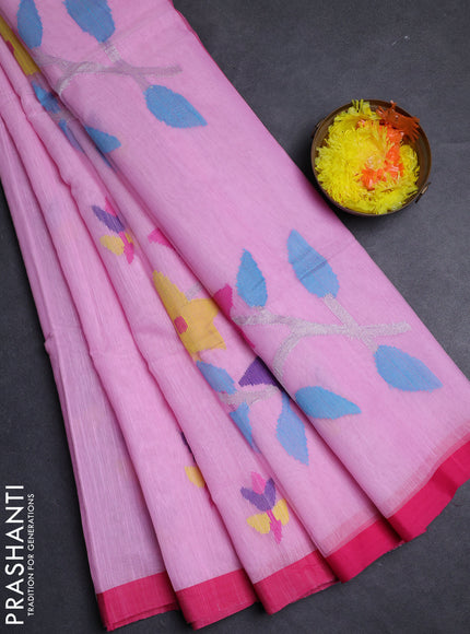 Pink Jamdani Silk Cotton Saree