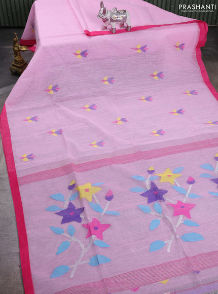 Pink Jamdani Silk Cotton Saree