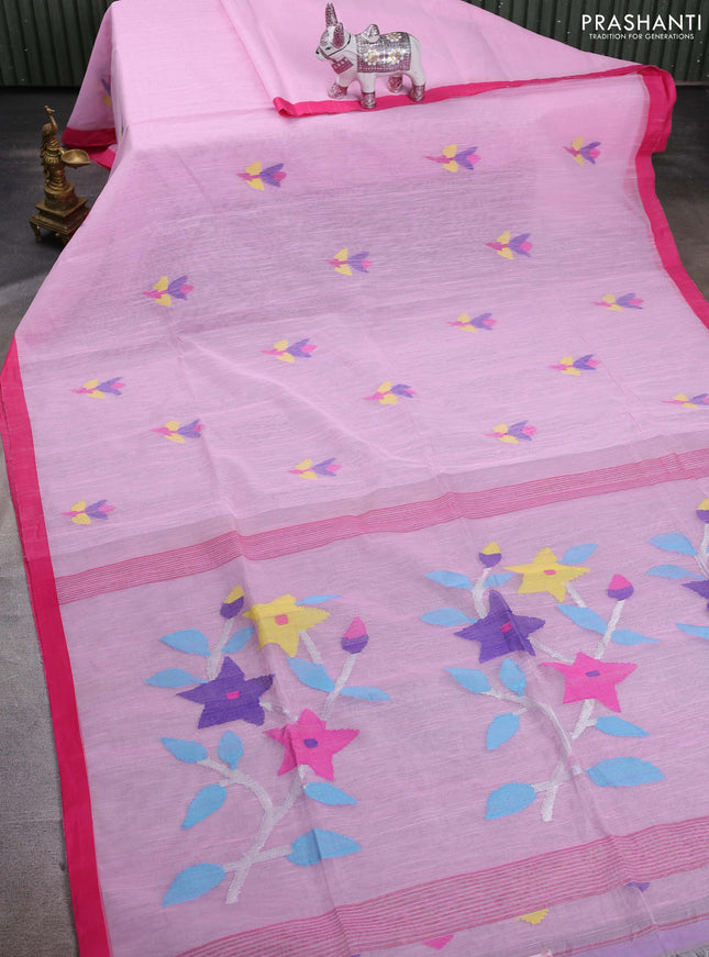 Pink Jamdani Silk Cotton Saree
