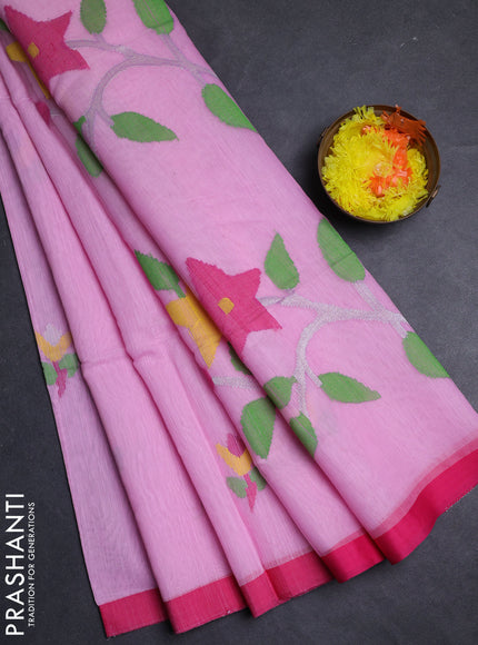 Pink Jamdani Silk Cotton Saree