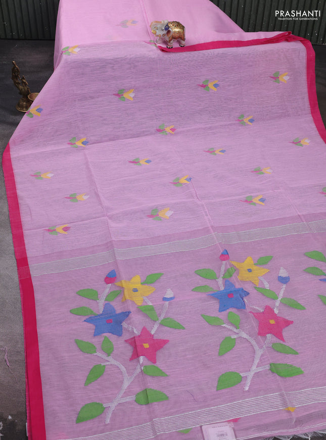 Pink Jamdani Silk Cotton Saree