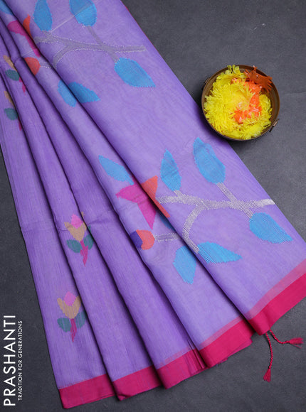 Lavender & Pink Jamdani Silk Cotton Saree