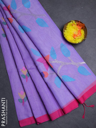 Lavender & Pink Jamdani Silk Cotton Saree