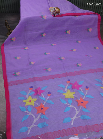 Lavender & Pink Jamdani Silk Cotton Saree