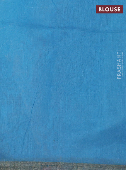Teal Blue Jamdani Silk Cotton Saree