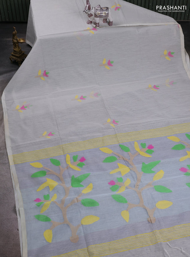 Grey Jamdani Silk Cotton Saree