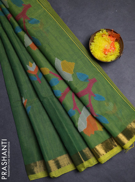 Green Jamdani Silk Cotton Saree
