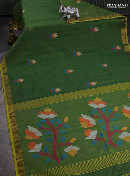 Green Jamdani Silk Cotton Saree