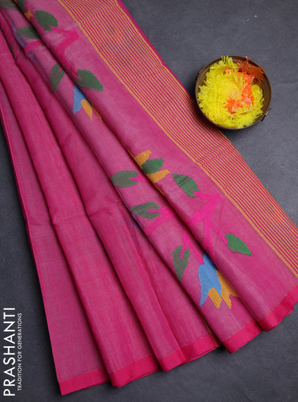 Pink Jamdani Silk Cotton Saree