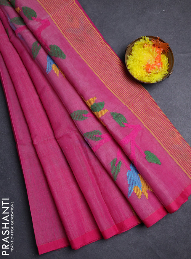 Pink Jamdani Silk Cotton Saree