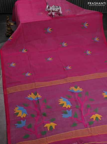 Pink Jamdani Silk Cotton Saree