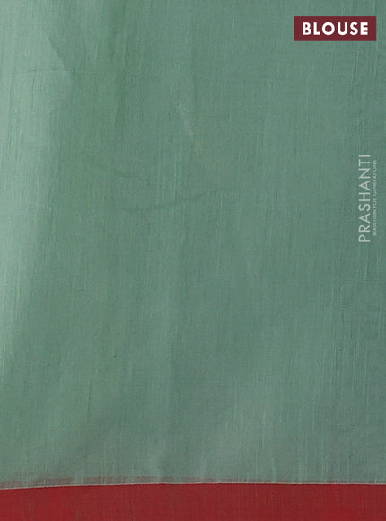 Pastel Green & Red Jamdani Silk Cotton Saree