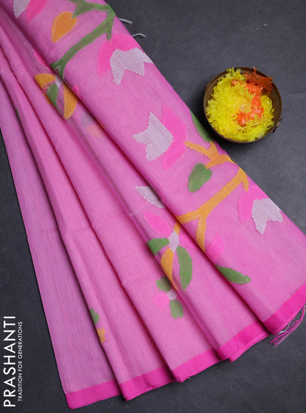 Pink Jamdani Silk Cotton Saree