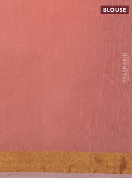 Peach Jamdani Silk Cotton Saree