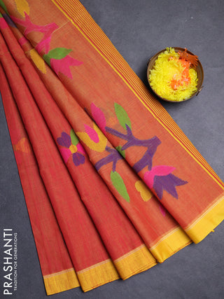 Orange & Yellow Jamdani Silk Cotton Saree