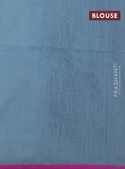 Teal Blue & Pink Jamdani Silk Cotton Saree