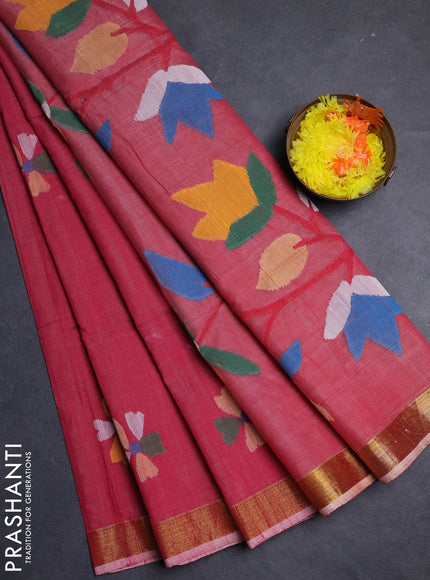 Red Jamdani Silk Cotton Saree