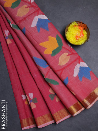 Red Jamdani Silk Cotton Saree