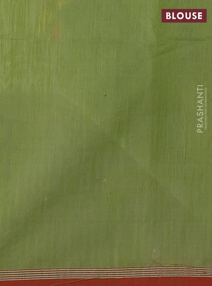 Green & Red Jamdani Silk Cotton Saree