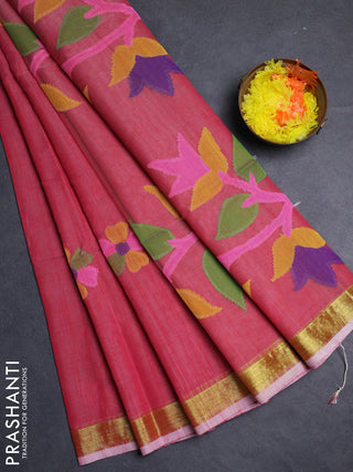 Red Jamdani Silk Cotton Saree