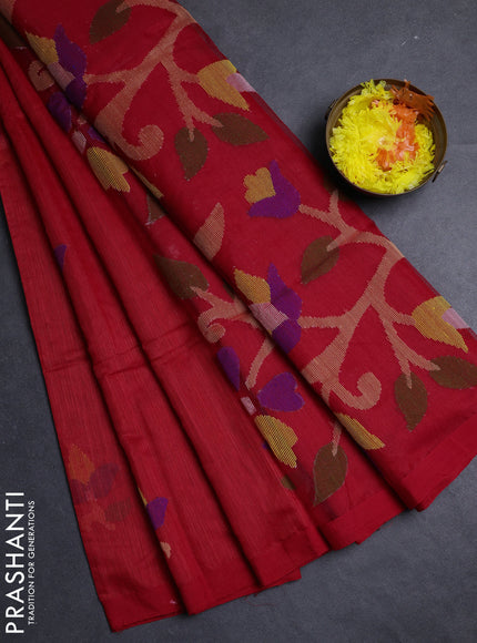 Red Jamdani Silk Cotton Saree