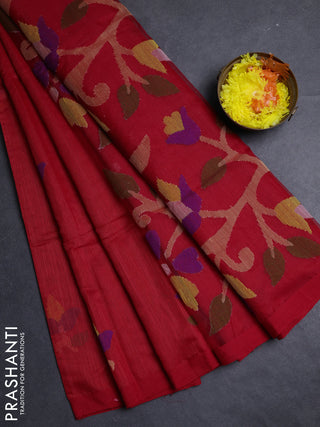 Red Jamdani Silk Cotton Saree