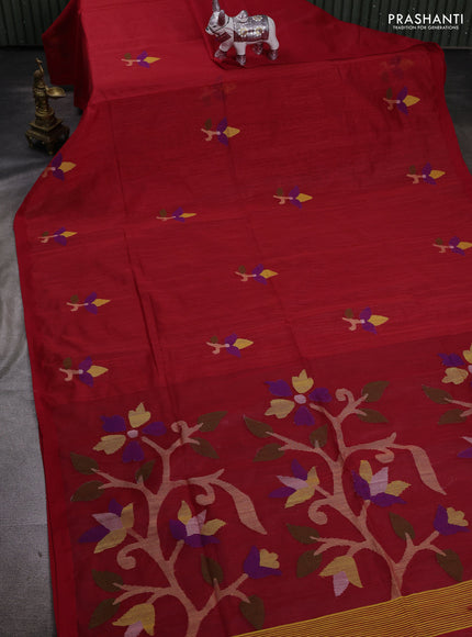 Red Jamdani Silk Cotton Saree