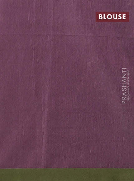 Mauve Pink & Green Jamdani Silk Cotton Saree