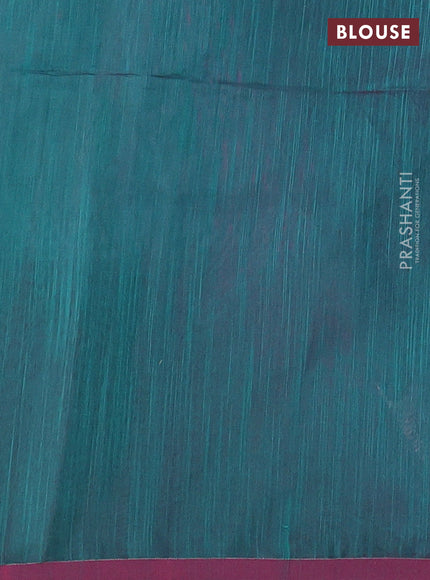 Teal Green & Pink Jamdani Silk Cotton Saree
