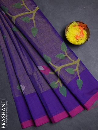 Violet & Pink Jamdani Silk Cotton Saree