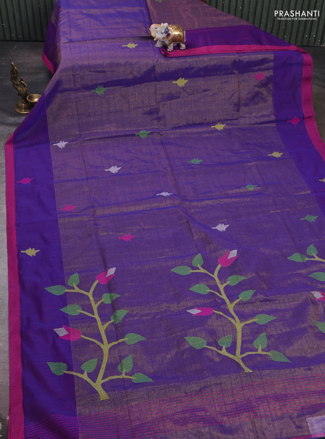 Violet & Pink Jamdani Silk Cotton Saree
