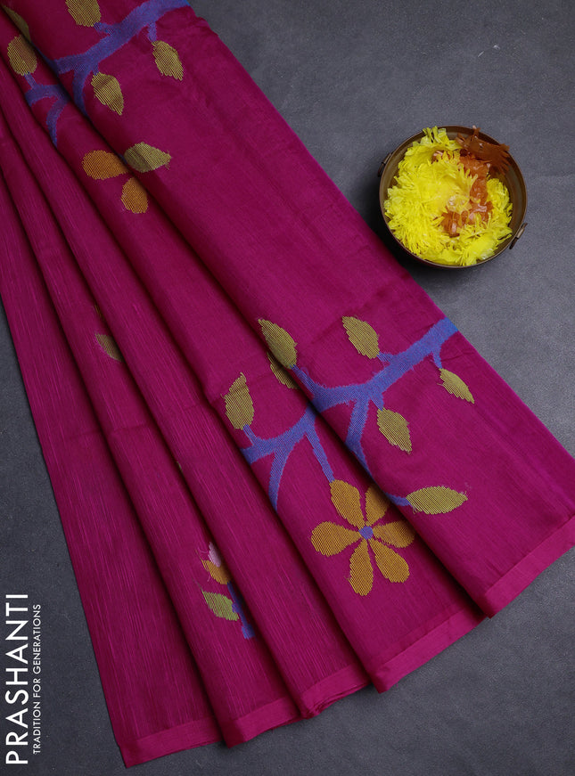 Pink Jamdani Silk Cotton Saree
