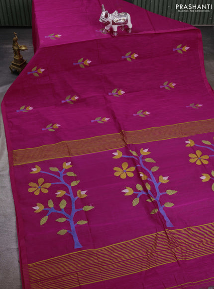 Pink Jamdani Silk Cotton Saree