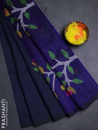 Navy Blue Jamdani Silk Cotton Saree