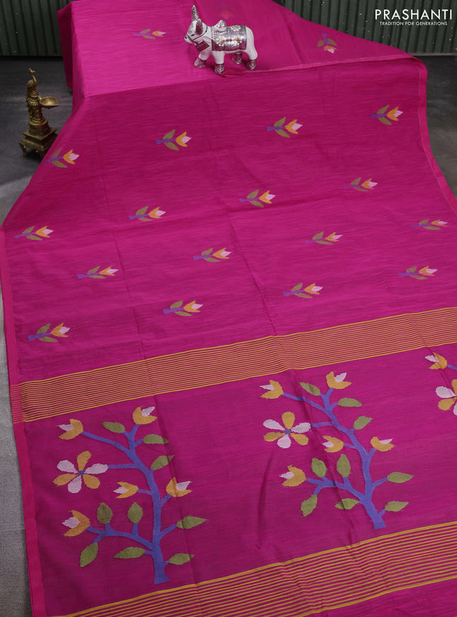 Pink Jamdani Silk Cotton Saree