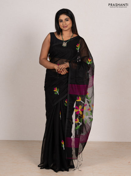 Black Jamdani Silk Cotton Saree